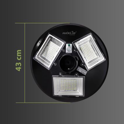 LED Dimmable solar street lamp with sensor LED/15W/6V 11000 mAh 6500K IP65 black + remote control