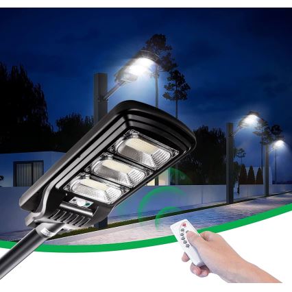 LED Dimmable solar street lamp with sensor LED/180W/6V 11000 mAh 6500K IP65 black + remote control