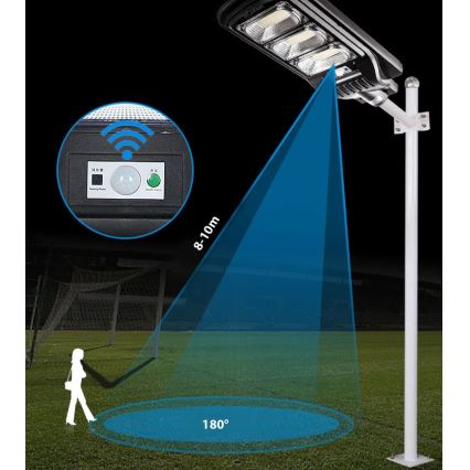 LED Dimmable solar street lamp with sensor LED/180W/6V 11000 mAh 6500K IP65 black + remote control