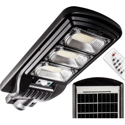 LED Dimmable solar street lamp with sensor LED/180W/6V 11000 mAh 6500K IP65 black + remote control