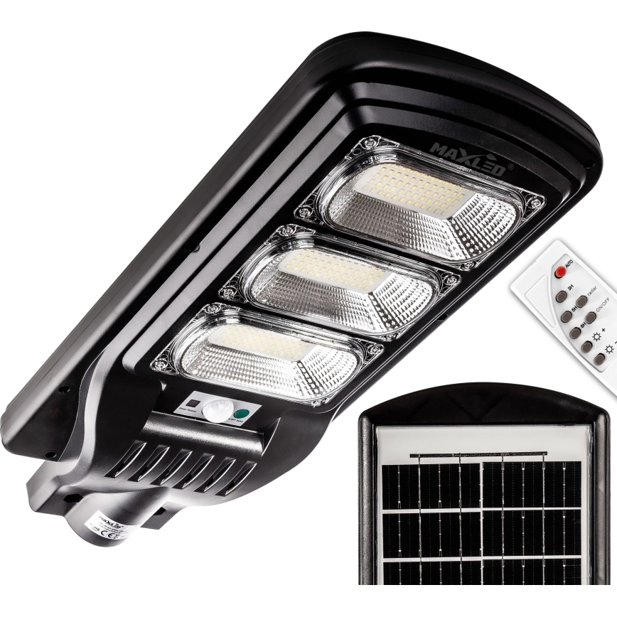 LED Dimmable solar street lamp with sensor LED/180W/6V 11000 mAh 6500K IP65 black + remote control
