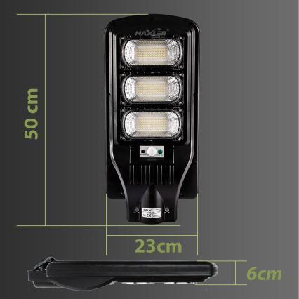 LED Dimmable solar street lamp with sensor LED/180W/6V 11000 mAh 6500K IP65 black + remote control