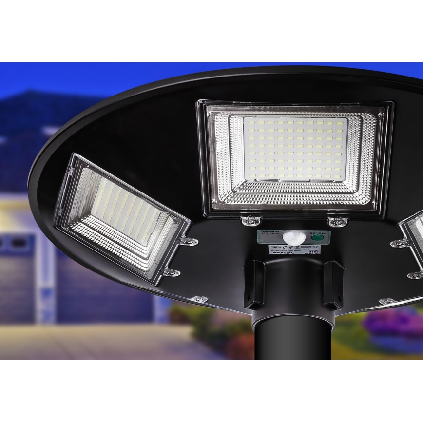 LED Dimmable solar street lamp with sensor LED/22W/6V 18000 mAh 6500K IP65 black + remote control