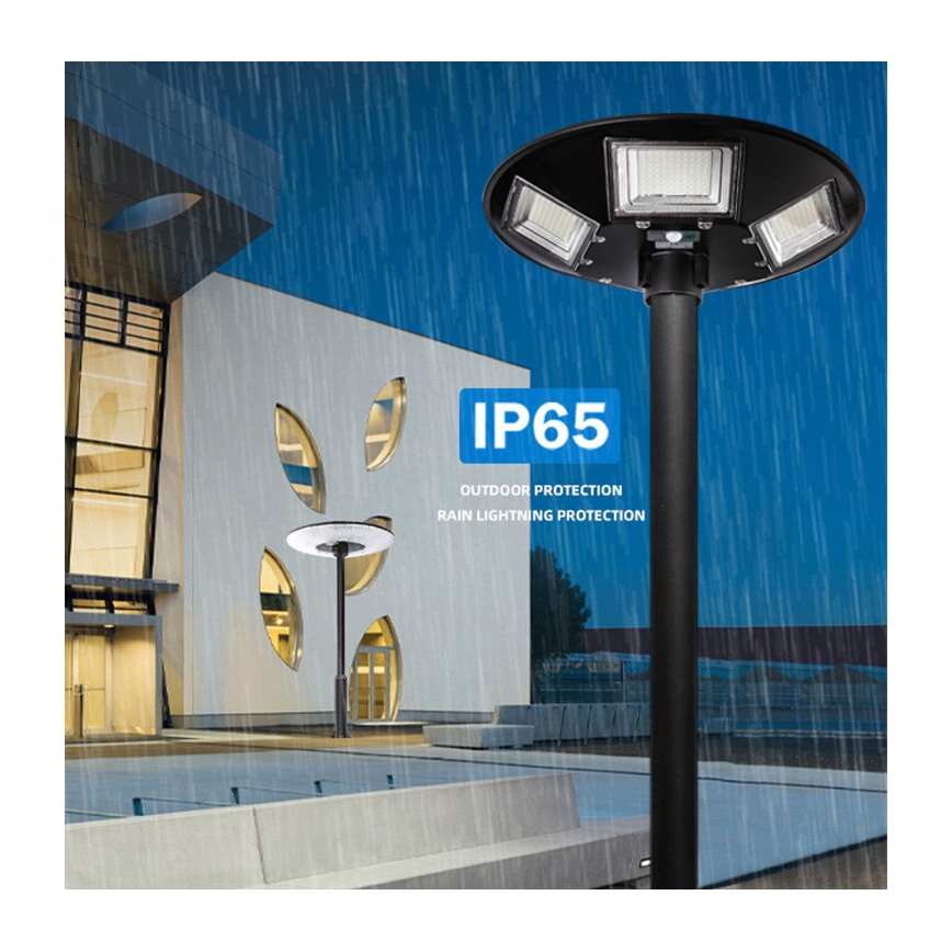 LED Dimmable solar street lamp with sensor LED/22W/6V 18000 mAh 6500K IP65 black + remote control