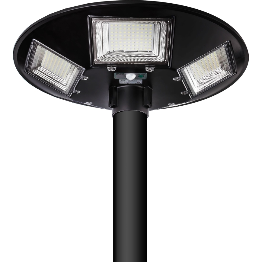 LED Dimmable solar street lamp with sensor LED/22W/6V 18000 mAh 6500K IP65 black + remote control