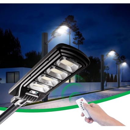 LED Dimmable solar street lamp with sensor LED/240W/6V 6500K IP65 black + remote control