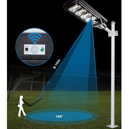 LED Dimmable solar street lamp with sensor LED/240W/6V 6500K IP65 black + remote control