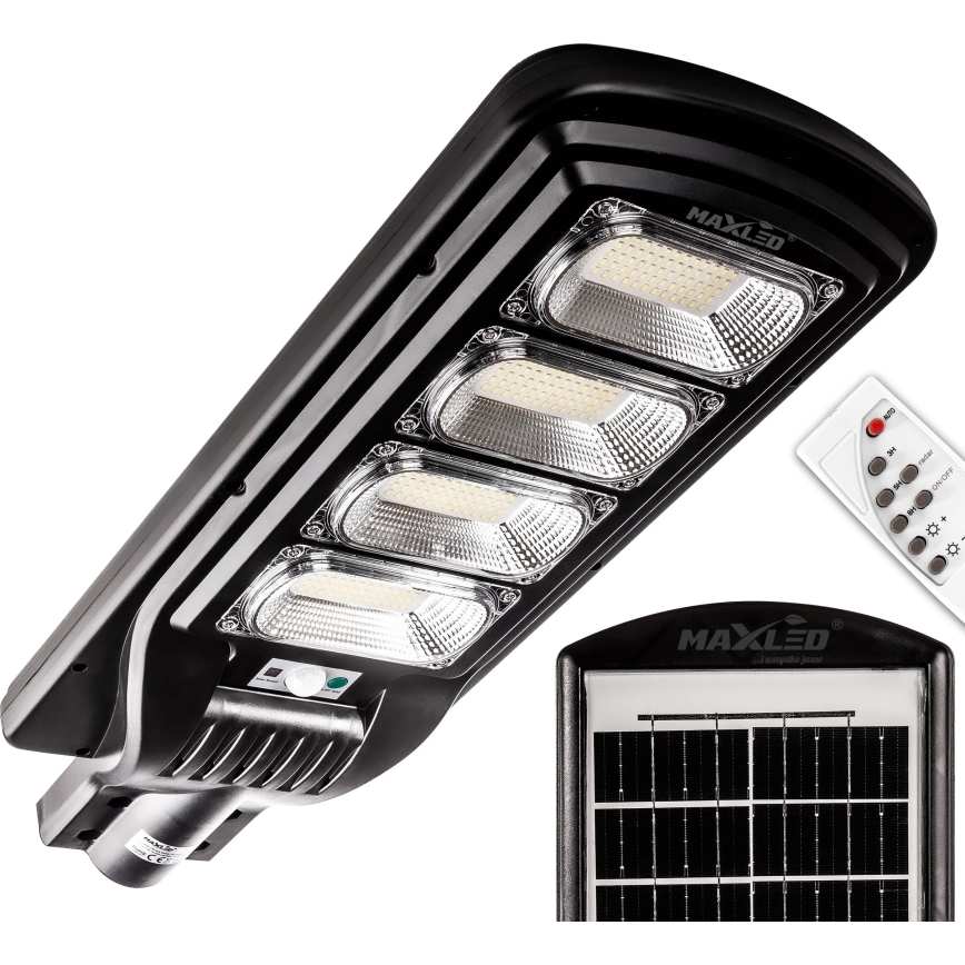 LED Dimmable solar street lamp with sensor LED/240W/6V 6500K IP65 black + remote control