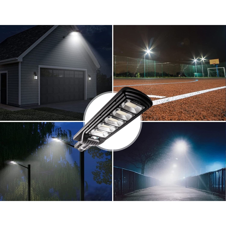 LED Dimmable solar street lamp with sensor LED/300W/6V 6500K IP65 black + remote control