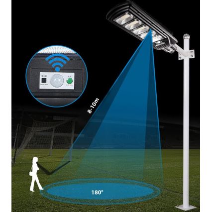 LED Dimmable solar street lamp with sensor LED/300W/6V 6500K IP65 black + remote control