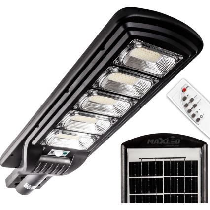 LED Dimmable solar street lamp with sensor LED/300W/6V 6500K IP65 black + remote control