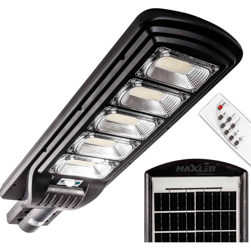 LED Dimmable solar street lamp with sensor LED/300W/6V 6500K IP65 black + remote control