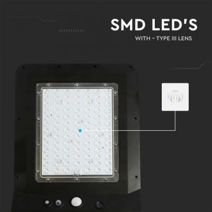 LED Solar street lamp with a sensor LED/40W/9,6V IP65 6000K + remote control