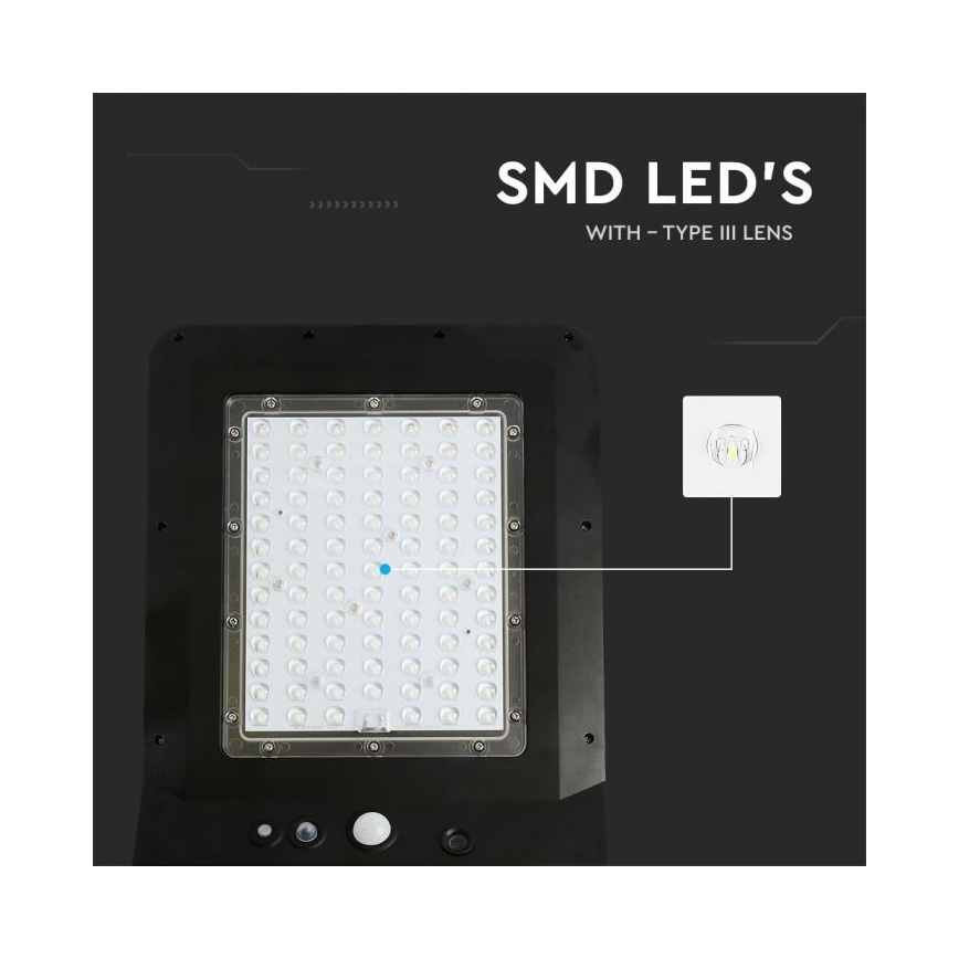 LED Solar street lamp with a sensor LED/40W/9,6V IP65 6000K + remote control
