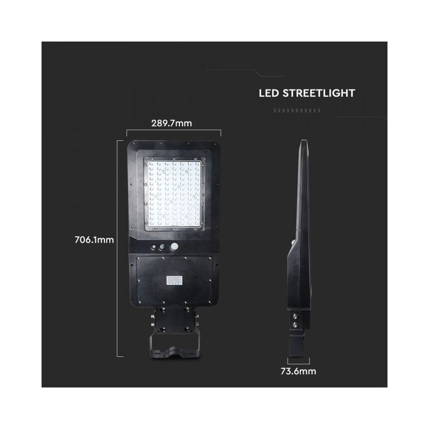 LED Solar street lamp with a sensor LED/40W/9,6V IP65 6000K + remote control
