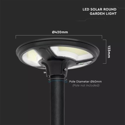 LED Solar street lamp with a sensor LED/7,5W/3,2V IP65 4000K + remote control