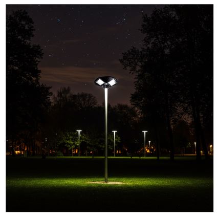 Dimmable LED Solar Street Light with Sensor LED/15W/6V 11000 mAh 6500K IP65 Black + Remote Control
