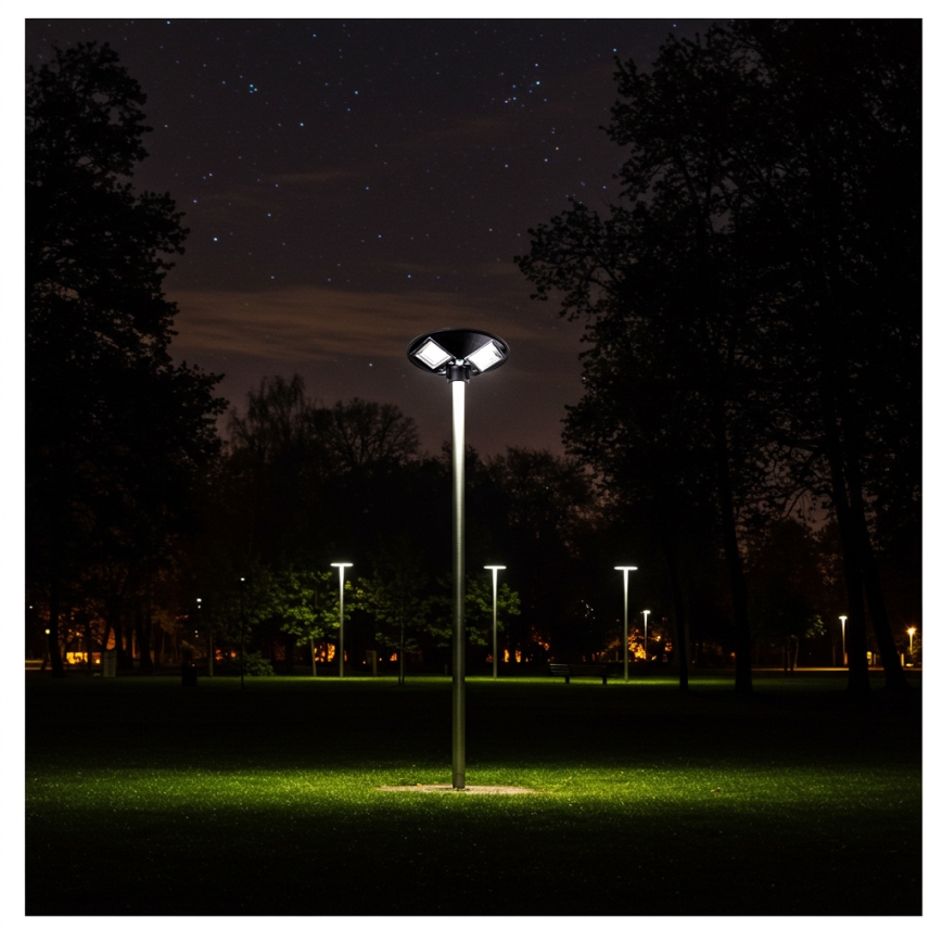 Dimmable LED Solar Street Light with Sensor LED/15W/6V 11000 mAh 6500K IP65 Black + Remote Control
