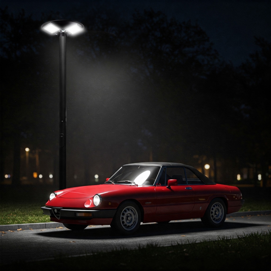 Dimmable LED Solar Street Light with Sensor LED/15W/6V 11000 mAh 6500K IP65 Black + Remote Control