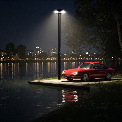 Dimmable LED Solar Street Light with Sensor LED/15W/6V 11000 mAh 6500K IP65 Black + Remote Control