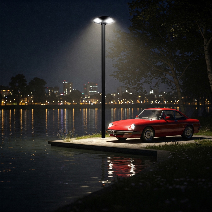 Dimmable LED Solar Street Light with Sensor LED/15W/6V 11000 mAh 6500K IP65 Black + Remote Control