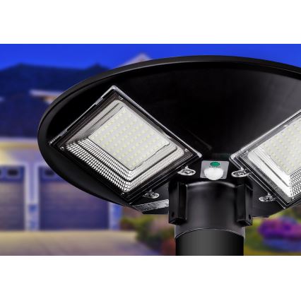 Dimmable LED Solar Street Light with Sensor LED/15W/6V 11000 mAh 6500K IP65 Black + Remote Control