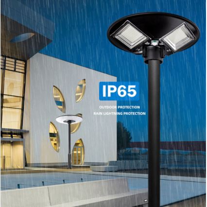 Dimmable LED Solar Street Light with Sensor LED/15W/6V 11000 mAh 6500K IP65 Black + Remote Control