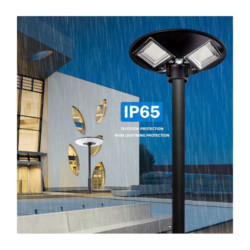Dimmable LED Solar Street Light with Sensor LED/15W/6V 11000 mAh 6500K IP65 Black + Remote Control