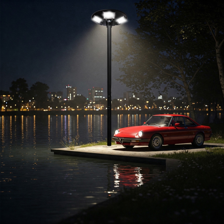 LED Dimmable Solar Street Light with Sensor LED/22W/6V 18000 mAh 6500K IP65 Black + Remote Control