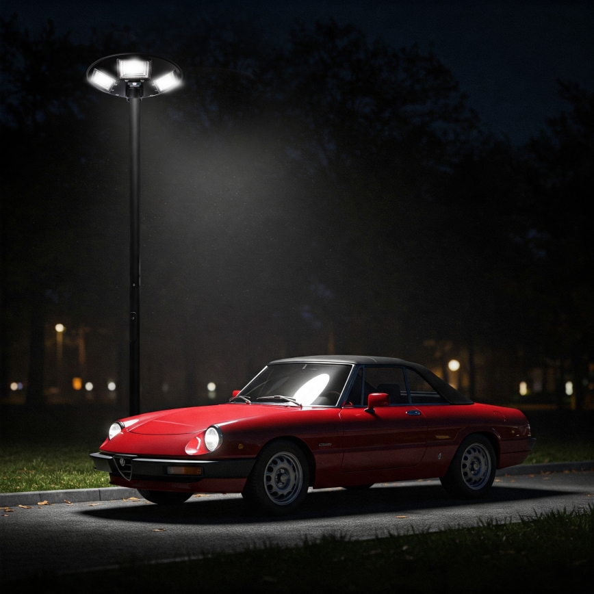 LED Dimmable Solar Street Light with Sensor LED/22W/6V 18000 mAh 6500K IP65 Black + Remote Control