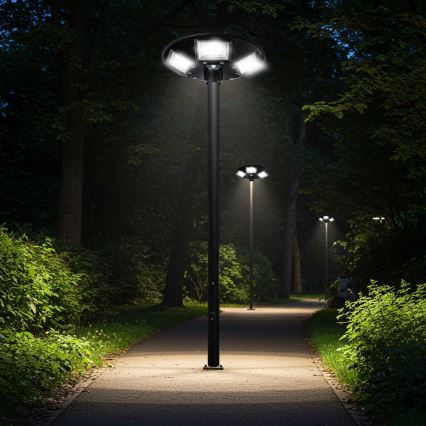 LED Dimmable Solar Street Light with Sensor LED/22W/6V 18000 mAh 6500K IP65 Black + Remote Control