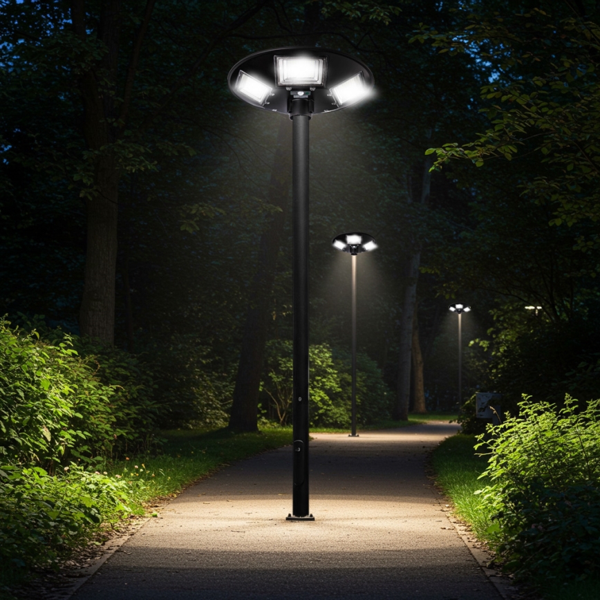 LED Dimmable Solar Street Light with Sensor LED/22W/6V 18000 mAh 6500K IP65 Black + Remote Control
