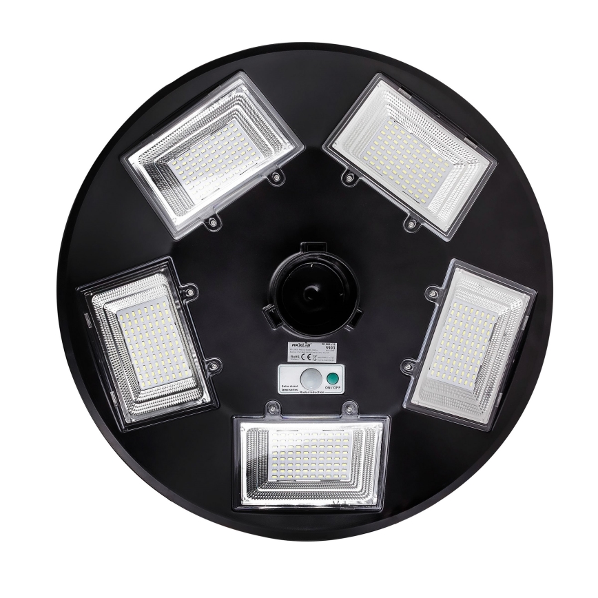 LED Dimmable Solar Street Light with Sensor LED/22W/6V 18000 mAh 6500K IP65 Black + Remote Control