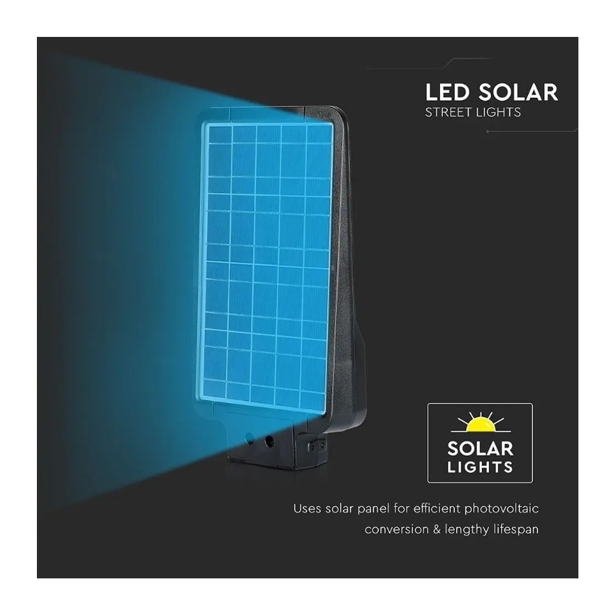 LED Solar Street Light with Sensor, 15W, 7.4V, 6000K, IP65, 5400 mAh
