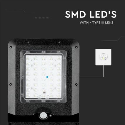 LED Solar Street Light with Sensor LED/15W/7,4V 4000K IP65 10800 mAh