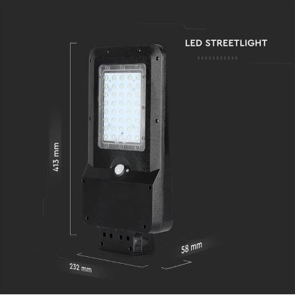 LED Solar Street Light with Sensor LED/15W/7,4V 4000K IP65 10800 mAh