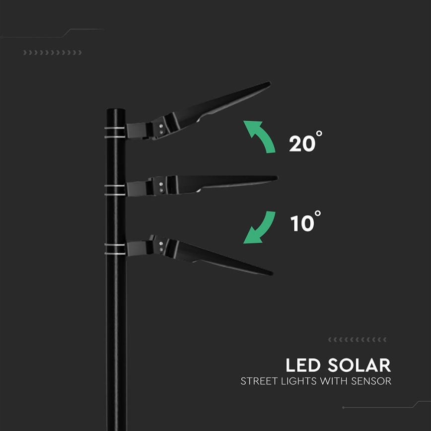 LED Solar Street Light with Sensor LED/20W/7,4V IP65 5400 mAh