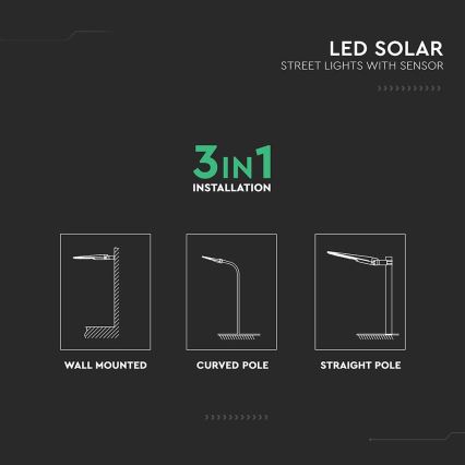 LED Solar Street Light with Sensor LED/20W/7,4V IP65 5400 mAh