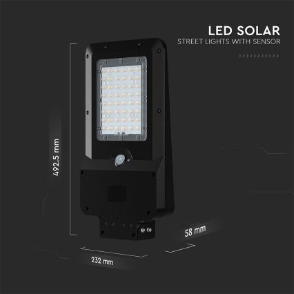 LED Solar Street Light with Sensor LED/20W/7,4V IP65 5400 mAh