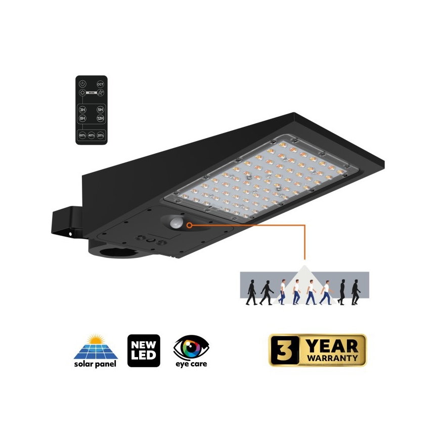 LED Dimmable Solar Street Light with Sensor STREET LED/30W/9,6V 3000/4000K 6000 mAh IP65 + Remote Control