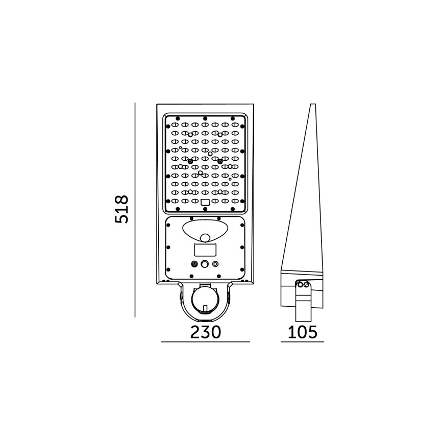 LED Dimmable Solar Street Light with Sensor STREET LED/30W/9,6V 3000/4000K 6000 mAh IP65 + Remote Control