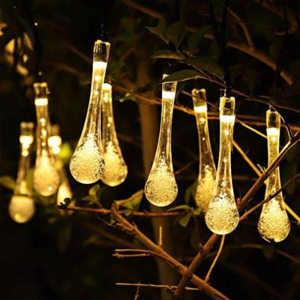 LED Solar String Lights with Dusk Sensor, 20× LEDs, 0.72 W / 1.2 V, 600 mAh Battery, 4.7 m Cable, IP44