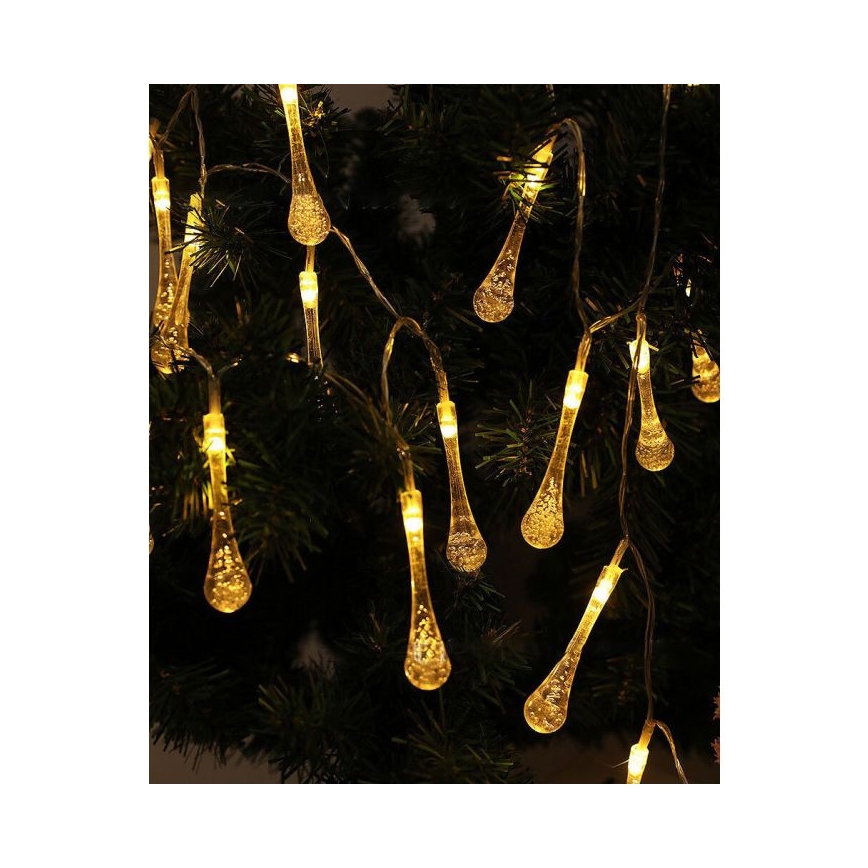 LED Solar String Lights with Dusk Sensor, 20× LEDs, 0.72 W / 1.2 V, 600 mAh Battery, 4.7 m Cable, IP44