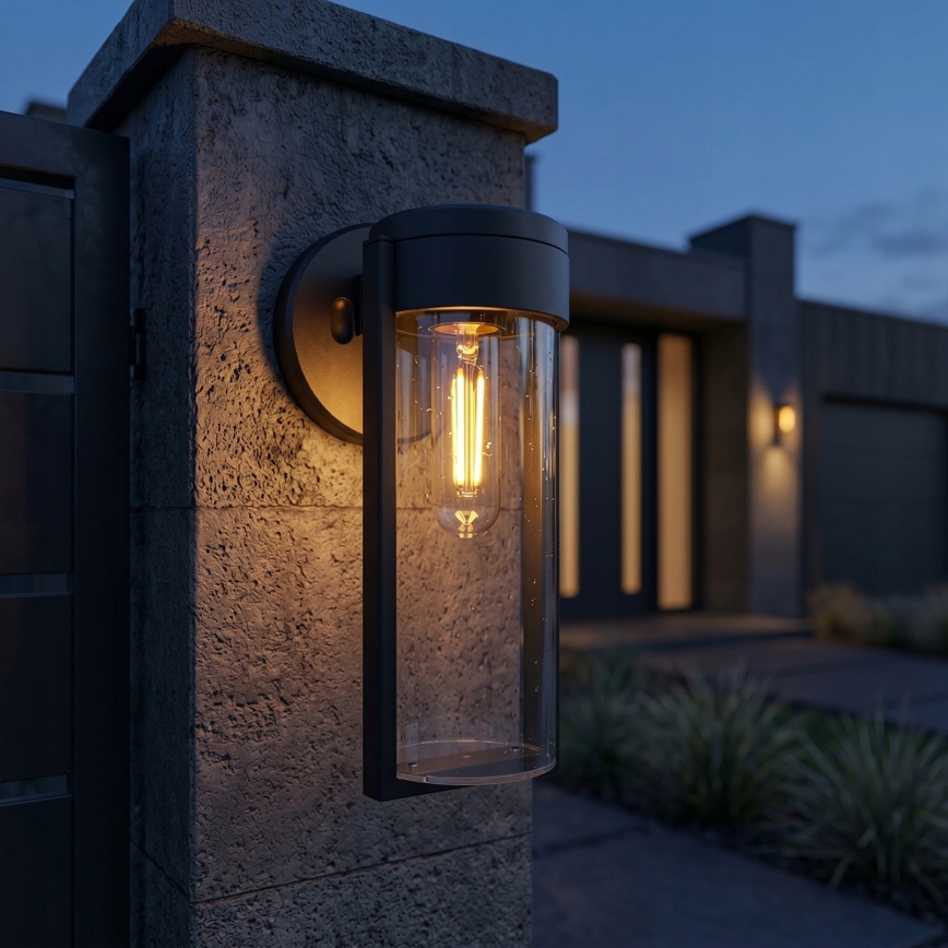 LED Solar wall lamp LED/1W/3.7V 500 mAh IP65 black