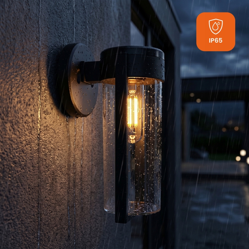 LED Solar wall lamp LED/1W/3.7V 500 mAh IP65 black