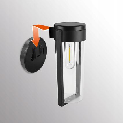 LED Solar wall lamp LED/1W/3.7V 500 mAh IP65 black