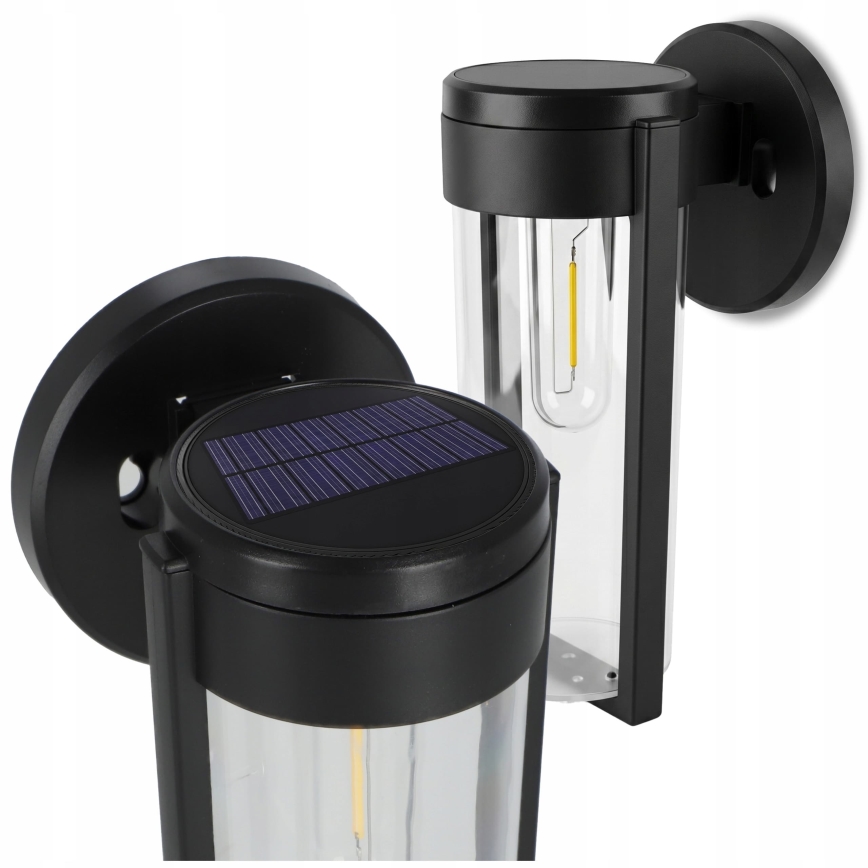 LED Solar wall lamp LED/1W/3.7V 500 mAh IP65 black