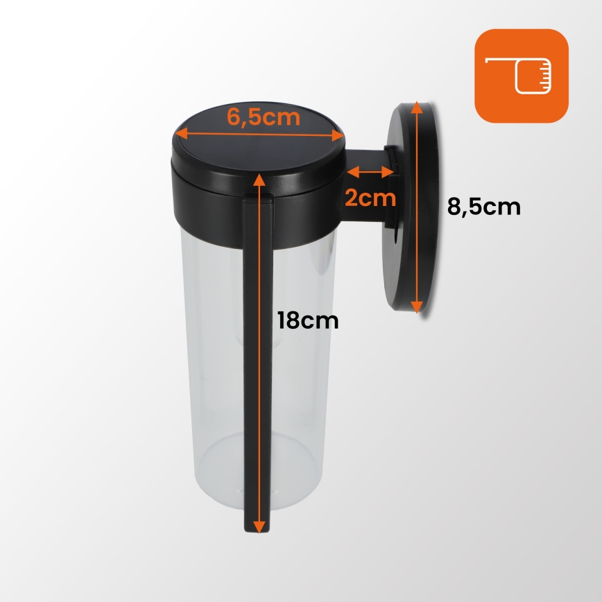 LED Solar wall lamp LED/1W/3.7V 500 mAh IP65 black