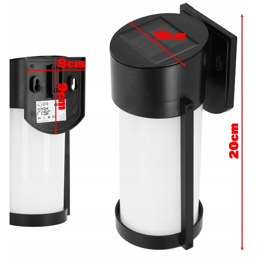 LED Solar Wall Lamp LED/3.7V 300 mAh IP44 Black