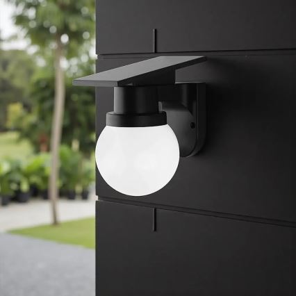LED Solar Wall Lamp LED/3.7V 3000/4000/6400K IP54 1800 mAh Black + Remote Control